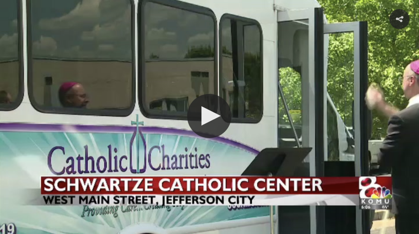 Bishop blesses Catholic Charities' bus in Jefferson City